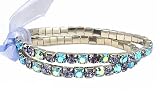 Bracelet - B258 - 2 Pc Set - Swarovski (tm) Crystal Stretch ~ Tanzanite & Aqua AB