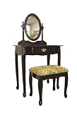 3 pcs Vanity Set with Queen Anne Design Rich Cherry Finish