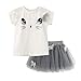 Weixinbuy Kids Girls 2 Piece Cute Cat TuTu Dress (Large/(3-4 Years), Grey)