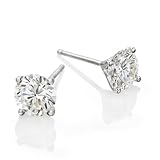 3/4 ct, H Color, I1 Clarity, Certified, Round Cut, Diamond Earrings in 14K Gold / White