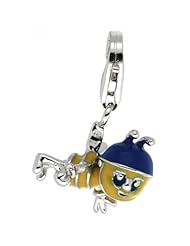 Sterling Silver Bumble Bee Charm for Bracelet, 5/8 in. (16mm) wide, Enamel Finish