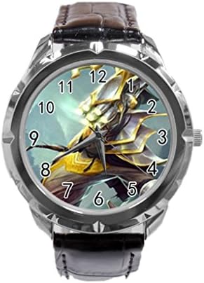 KuaileWuju Bladesman Master Yi lol Personalized Unique Unisex Quartz Round Dial Case Clock PU Leather Band Wrist Watch