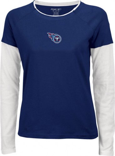 Tennessee Titans Women's Navy Frosted Logo Long Sleeve Layered Tissue Tee