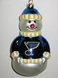 ST. LOUIS BLUES 6" tall and 3" wide Blown Glass Snowman CHRISTMAS ORNAMENT