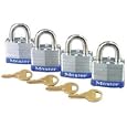 Master Lock 3008D 1-9/16-Inch Keyed-Alike Wide Padlocks, 4-Pack