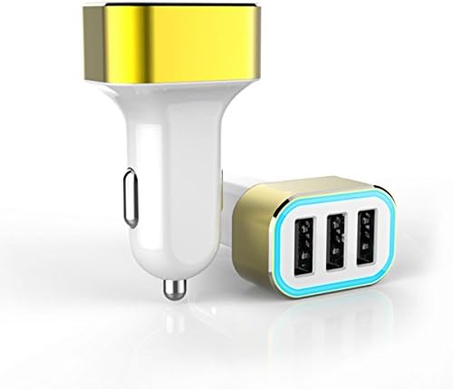 LED Car Charger, Amatta® 5.2A 3-Port USB Rapid Charger, Charges 3 Devices at Same Time During Long Car Rides - Works with Most Smart Phones and Tablets - Safe and Durable With Built-in Short Circuit Protection, Over Current Protection, Over Load Protection and Overheat Protection-White