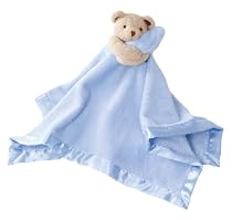 Kiddopotamus Huggacub Luxe Security Blanket Double Velboa with Satin Trim, Blue
