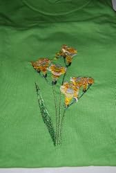 Embroidered Mint Green T with Yellowish Flowers Adult-M
