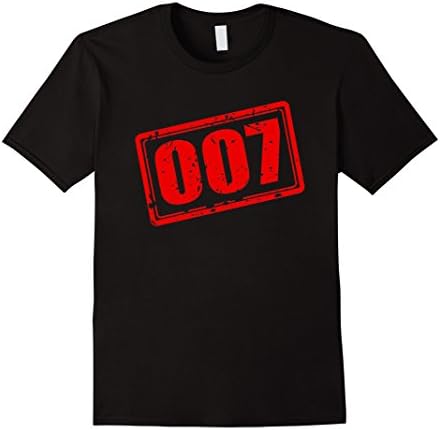 Men's 007 Spy James Bond Shirt Tshirt Top Secret 3XL Black