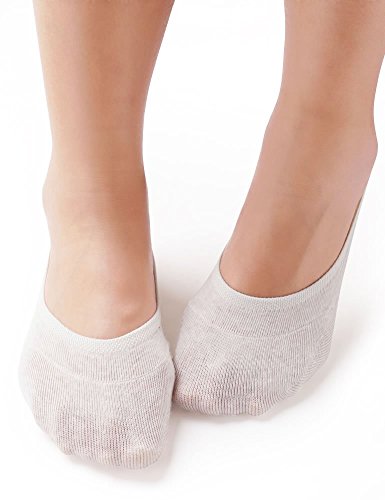 Vero Monte 4 Pairs Womens Cotton No Show Liner Socks *Silicon Non-slip Grip*