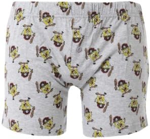 Cartoon Heroes Men's 1 Pair TM SpongeBob Boxer Shorts-Large-Grey