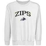 NCAA Akron Zips Youth White Logo Arch Applique Crew Neck Fleece Sweatshirt