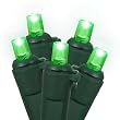 Set of 20 Battery Operated Green LED Wide Angle Christmas Lights - Green Wire