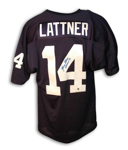Johnny Lattner Autographed/Hand Signed Notre Dame Navy Blue Throwback Jersey Inscribed ''Heisman 53'