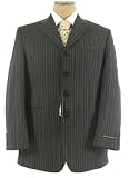 FUBU - FUBU Mens DP SB 4 Button Dark Gray Pinstripe Wool Suit - Size 48R