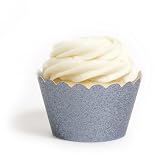 Dress My Cupcake Onyx Gray Glitter Reusable Cupcake Wrappers, Set of 12