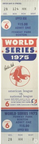Carlton Fisk Boston Red Sox - 1975 World Series Game 6 - Autographed Mega Ticket