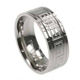 316L Stainless Steel with laser cut design - Width: 8mm (Size 9)stone - Width: 7mm (Sizes 8-12)