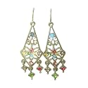 Silver Tone Dangle Multi-gemstone Earring