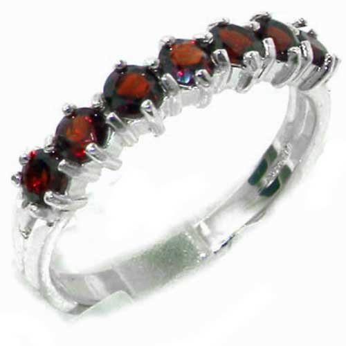 High Quality Solid Hallmarked Sterling Silver Natural Garnet Eternity Ring - Finger Sizes 5 to 12 Available