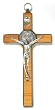 Olive Wood And Metal Crucifix - 8" Height - Saint Benedict - IMPORTED FROM ITALY