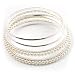 Smooth & Pearl Style Beaded Bangles - Set of 4 (Silver & Ivory)