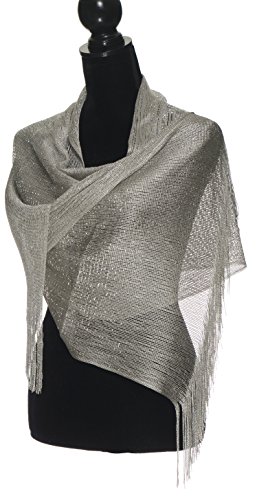 Sheer Glitter Sparkle Shawl Wrap Fringe Prom Weddings Evening Scarfs for Women