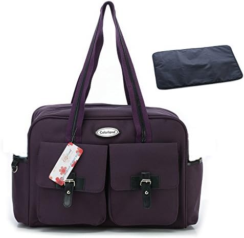 2Pcs CLD MENGMA Baby Diaper Nappy Changing Bag Mommy Messenger Bag with Mat Purple