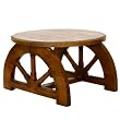 Handmade Furniture - 24" Round Acacia Wood Coffee Table / Cocktail Table With Wagon Wheel Design