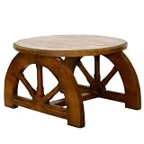 41892gki6HL. SL160  Handmade Furniture   24 Round Acacia Wood Coffee Table / Cocktail Table With Wagon Wheel Design