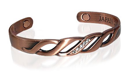 Copper Magnetic Cuff Bracelet 6″ with CZ Accents