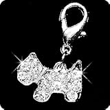 PURELY CHARMING Pet Charm / Pendant with Handset Swarovski Crystals - Puppy / Scottie