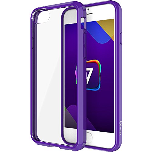 iPhone 7 Case, Bastex Soft Slim Fit Flexible Clear Transparent Rubber Back Cover Fused TPU Purple Side Bumper Case for Apple iPhone 7