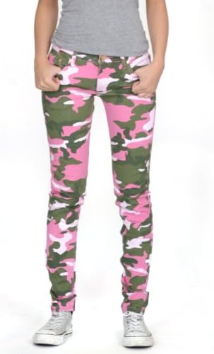 Miss Anna Women's Army Camouflage Skinny Jeans Pink (Us 6 / Uk 8)