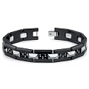 Black Ceramic Tungsten and Carbon Fiber Combination link Bracelet for Men