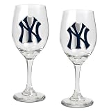 New York Yankees 2pc Wine Glass Set - Primary Logo