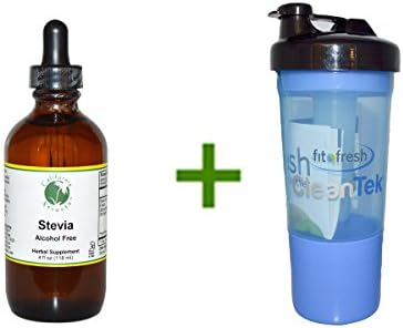 Best California Xtracts, Stevia, Alcohol Free, 4 fl oz (118 ml), ( 2 PACK), Fit &amp; Fresh, CleanTek, Shaker Cup with Ice Wand Agitator &amp; Storage Cup, 1 Cup BUNDLE