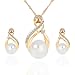 New Jewelry Set Necklace Earrings with Pearl Accents Rhinestone Chain 40cm Extender 5cm