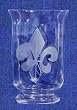 Individually Hand Etched Fleur De Lis Glass Candle Shade 8"h Set / 2