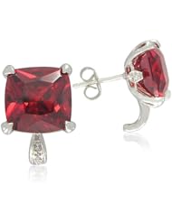 Sterling Silver Cushion-Cut Colored Cubic Zirconia Studs