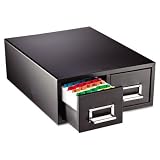 STEELMASTER Large Double Card File Drawer, Fits 5 x 8 Cards, 1500 Card Capacity, 18.38 x 7.19 x 16 Inches, Black (263F5816DBLA)