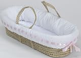 Eyelet Ribbon Moses Basket - Color Blue Ribbon