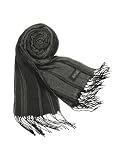 Basile Striped Knit Fringed Long Scarf Gray