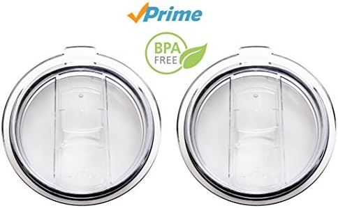 2 pack TOP QUALITY RTIC LIDS with sliding lids For 30oz, Spill and Splash Resistant Lid and Straw friendly with Slider Closure for 30 oz. Tumblers - Fits YETI, Fits RTIC, Rambler Perfectly (ONLY LID)