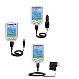 Deluxe Kit for the HP iPAQ h1900 includes a USB cable with Car and Wall Charger - Gomadic Brand w/ TipExchange Technology