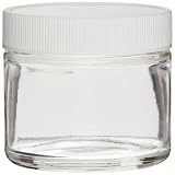 Greenwood Products 04-16SST123 Clear Glass 16oz Straight Sided Jar, with White Polypropylene PTFE Lined Cap Attached (Case of 12)