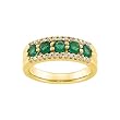 14K Yellow Gold 1/4 ct. Diamond with 7/8 ct. Emerald Anniversary Band (Size-7)