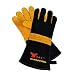 G & F 8113 Barbecue and Fireplace Gloves Extra Long Cuff 15-Inch with Premium Cowhide Suede Leather