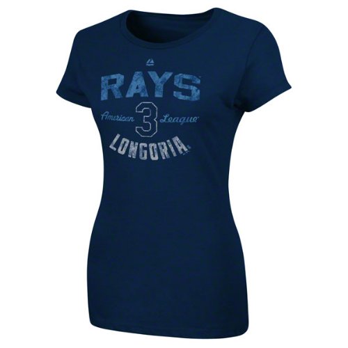 Evan Longoria Tampa Bay Rays Women's Navy Trophy Man Player T-Shirt