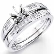 14Kt White Gold Diamond Wedding Ring Set, Semi-Mount Setting